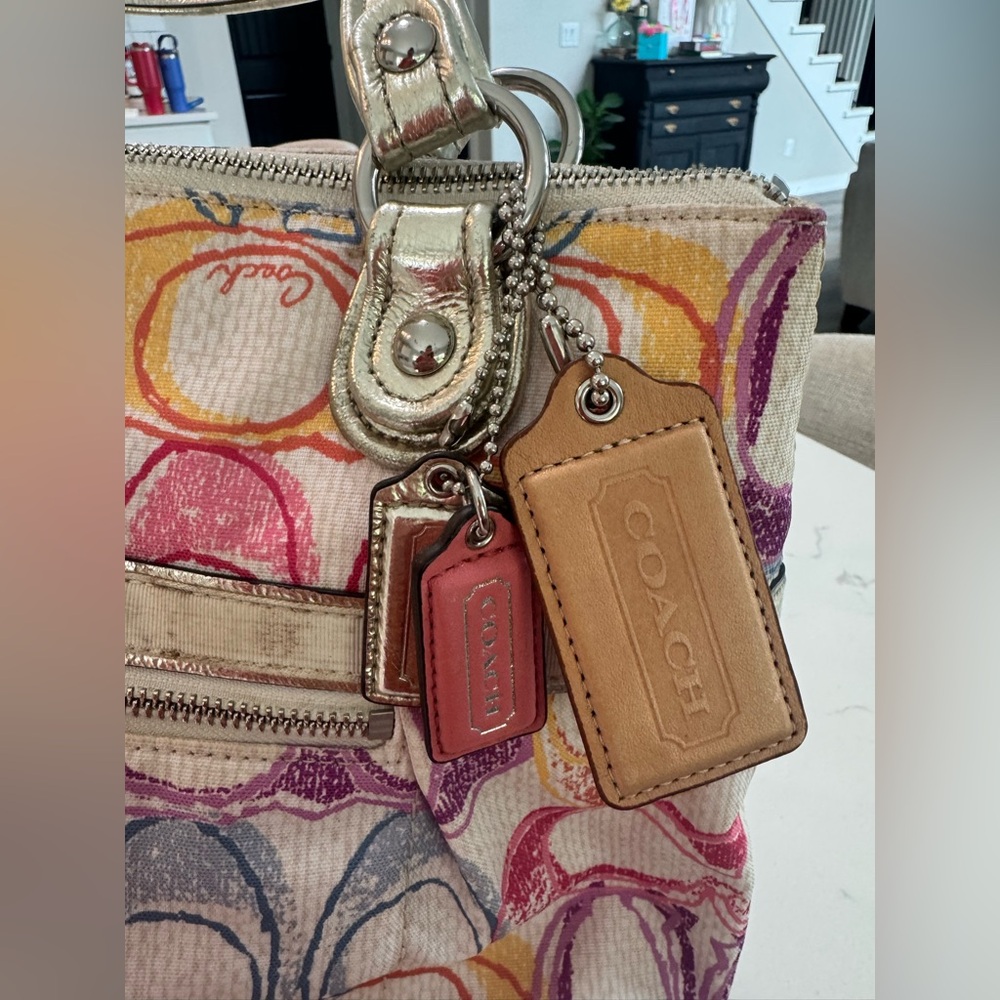 Coach Multicolor Logo Satchel Poppy Shoulder Bag with Gold Accents 19023 - Picture 2 of 10